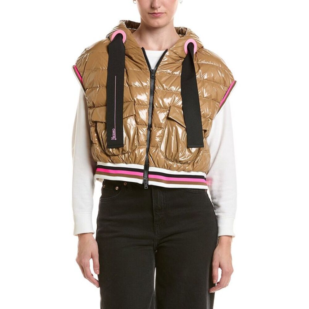 Herno Womens Hooded Bodywarmer, Brown